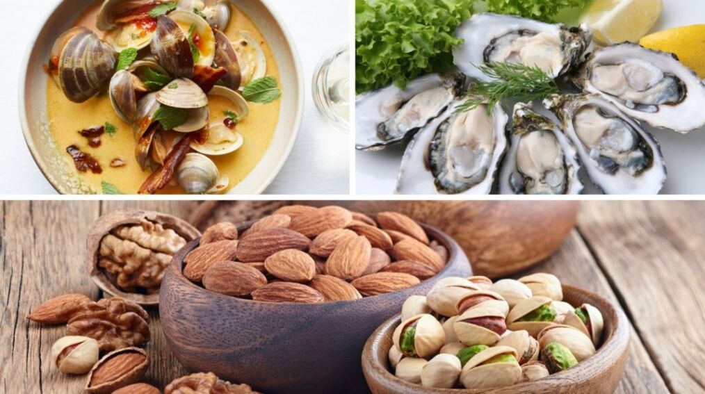 Seafood and nuts will help increase testosterone in a man's body